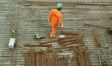 A construction worker on a building