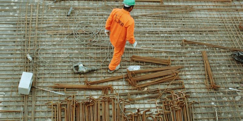 A construction worker on a building